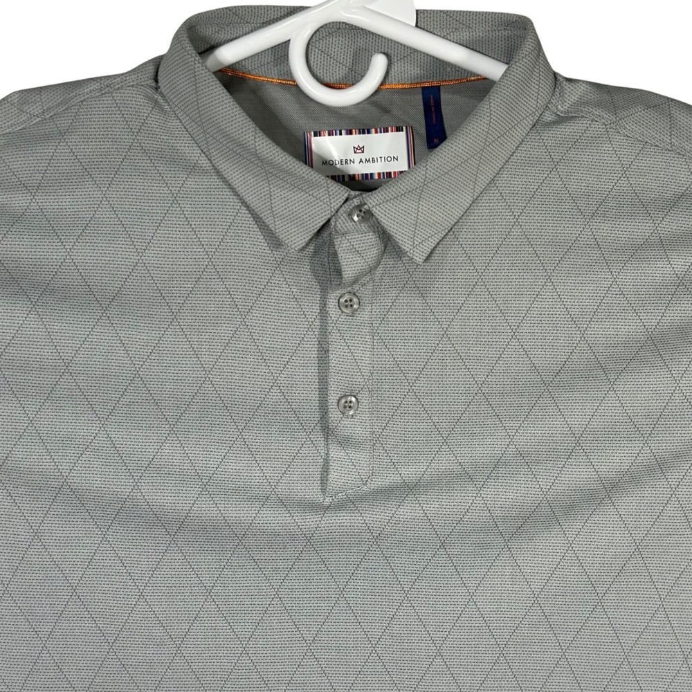 Modern Ambition Polo Shirt‎ Men's XL Gray Diamond Delightfully Technical